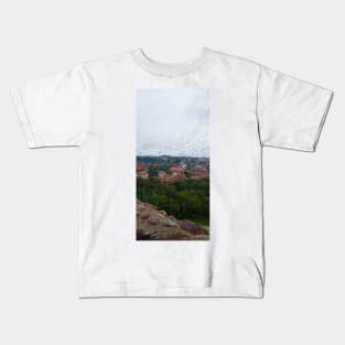 Vilnius through rain drops Kids T-Shirt